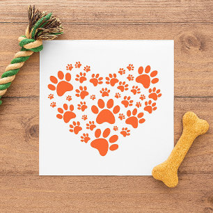 Heart Shaped Paw Prints Napkin
