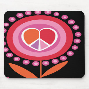 Heart shaped Peace Sign Flower MousePad