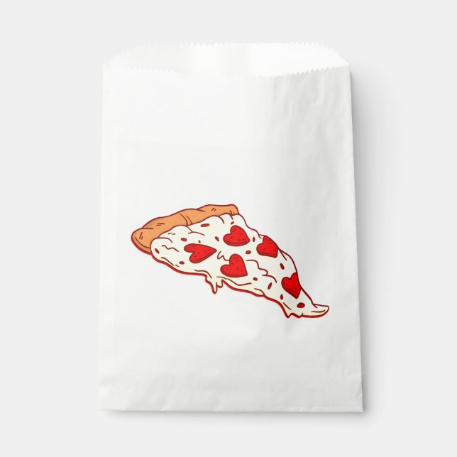 heart shaped pepperoni pizza valentine  favour bags (Front)