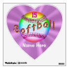 Heart Shaped Personalised Softball Decals for Girl