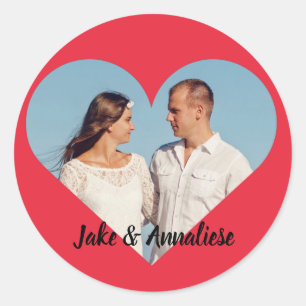 Heart Shaped Photo Classic Round Sticker
