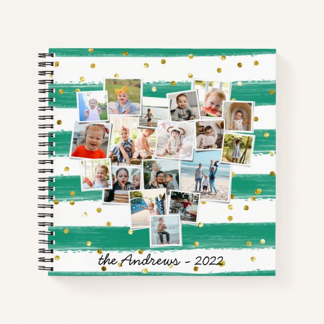Heart Shaped Photo Collage Beautiful Family Notebook (Front)