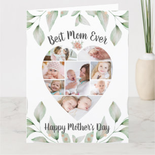 Heart Shaped Photo Collage Best Mum Ever Card