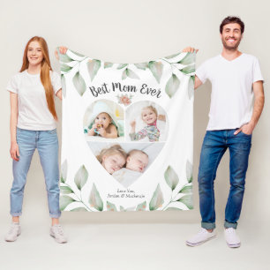 Heart Shaped Photo Collage Best Mum Ever Fleece Blanket