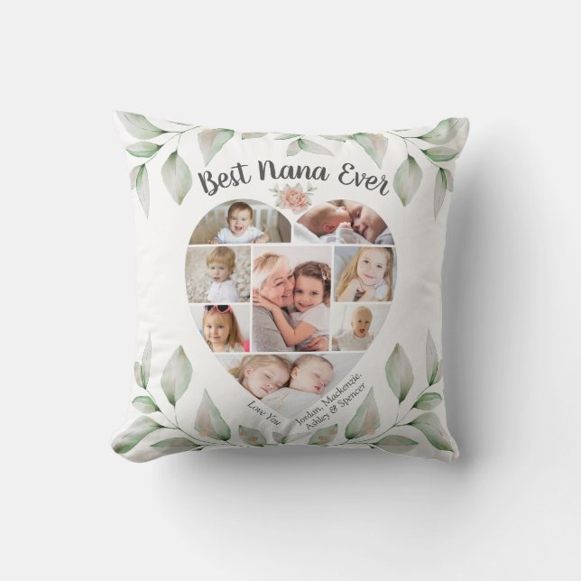 Heart Shaped Photo Collage Best Nana Ever Cushion (Front)