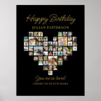 Heart Shaped Photo Collage Birthday Party Welcome