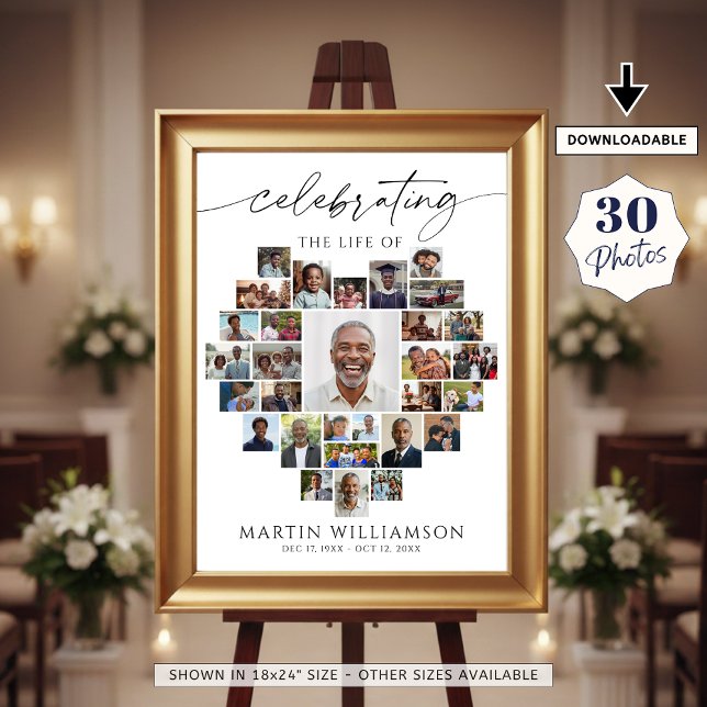 Heart Shaped Photo Collage Celebrating the Life Poster (Creator Uploaded)