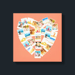 Heart Shaped Photo Collage Family Photos Canvas Print<br><div class="desc">Turn your favourite photos and snapshots into a treasured keepsake. This wrapped canvas wall art is ready for you to upload 28 photos. The photos are arranged in a heart shape in simple white instant photo style frames. The collage is set against a melon or coral coloured background. Looking for...</div>