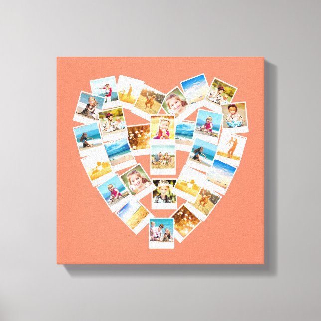 Heart Shaped Photo Collage Family Photos Canvas Print (Front)