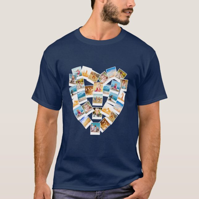 Heart Shaped Photo Collage Family Photos Graphic T-Shirt (Front)