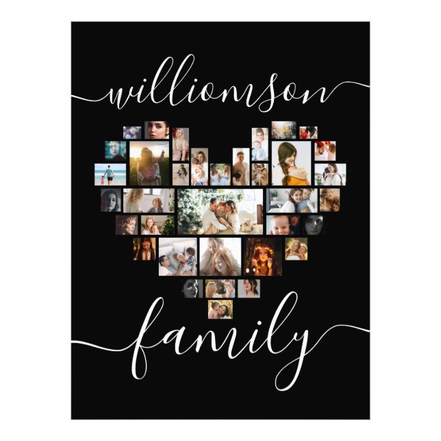 Heart Shaped Photo Collage Family Script  (Front)