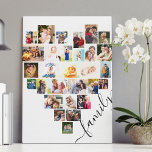 Heart Shaped Photo Collage Family Script White Canvas Print<br><div class="desc">Create your own wrapped canvas with 29 of your favourite photos. The photo template is set up to create a heart shaped photo collage, displaying your pictures in a mix of portrait, landscape and square instragram formats. Upload your photos working in rows, from top to bottom. The design has a...</div>