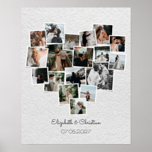 Heart Shaped Photo Collage Romantic Wedding  Poste Poster
