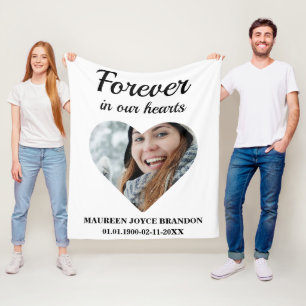 Heart shaped photo Forever in our hearts Fleece Blanket