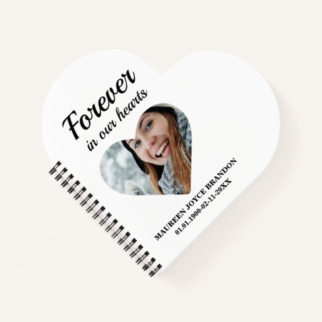 Heart shaped photo Forever in our hearts Notebook (Front)