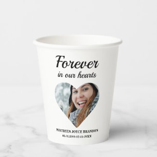 Heart shaped photo Forever in our hearts Paper Cups
