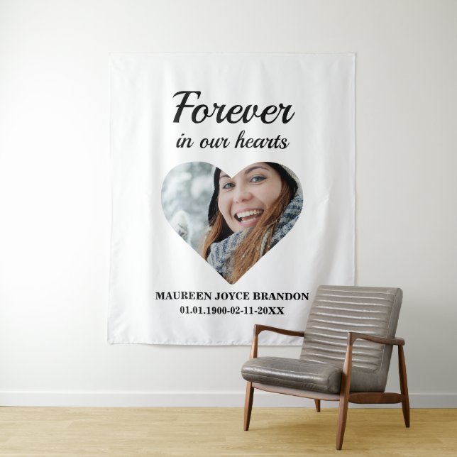 Heart shaped photo Forever in our hearts Tapestry (In Situ)