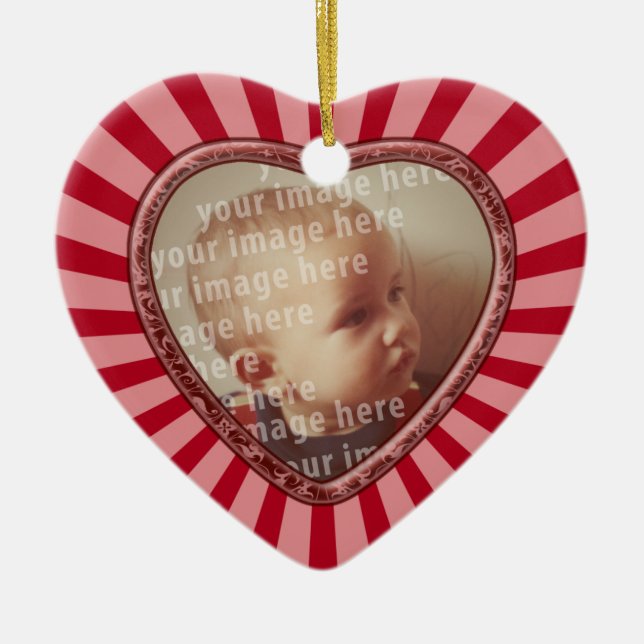 Heart Shaped Photo Frame Ceramic Tree Decoration (Front)