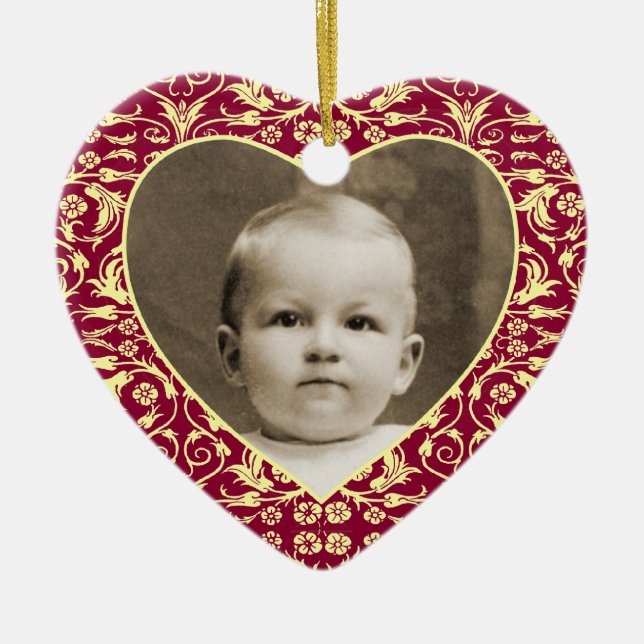 Heart Shaped Photo Frame Floral Ceramic Tree Decoration (Front)
