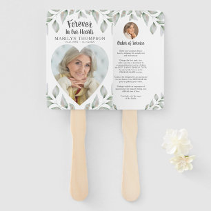 Heart Shaped Photo Greenery Memorial Program Hand Fan