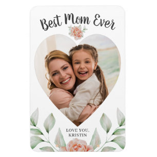Heart Shaped Photo Script Best Mum Ever Magnet