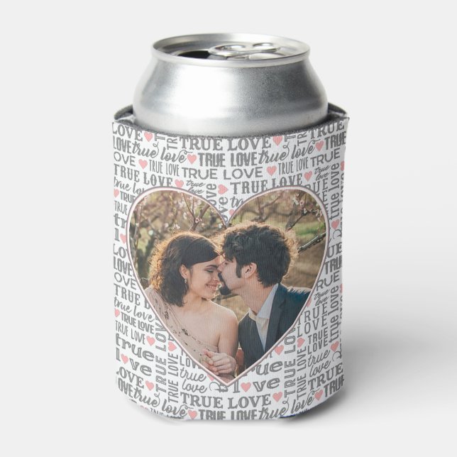 Heart Shaped Photo True Love Valentines or Wedding Can Cooler (Can Front)