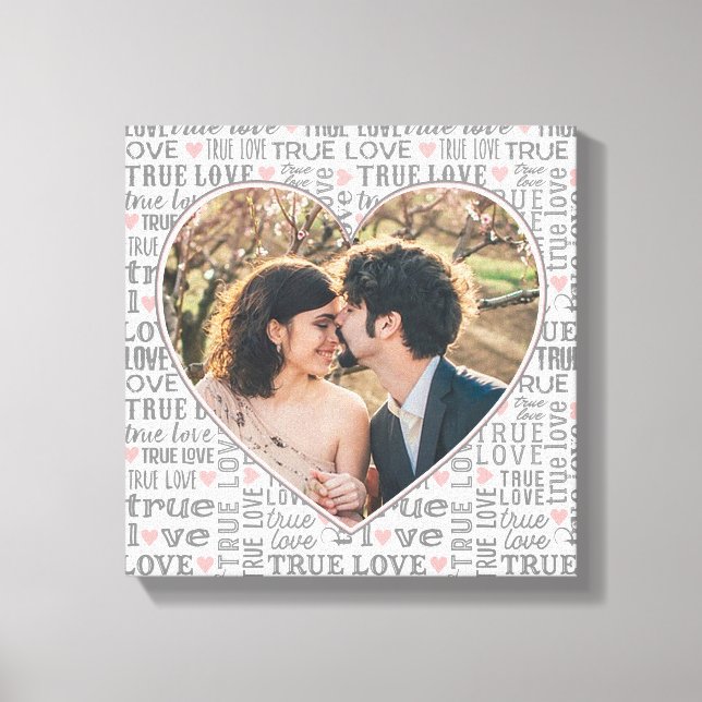 Heart Shaped Photo True Love Valentines or Wedding Canvas Print (Front)