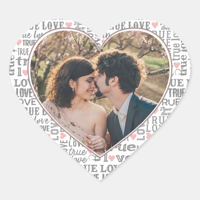 Heart Shaped Photo True Love Valentines or Wedding Heart Sticker (Front)