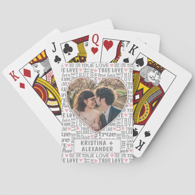 Heart Shaped Photo True Love Valentines or Wedding Playing Cards (Back)