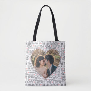 Heart Shaped Photo True Love Valentines or Wedding Tote Bag