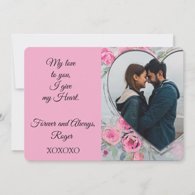 Heart Shaped Photo Valentines Flat Holiday Card (Front)