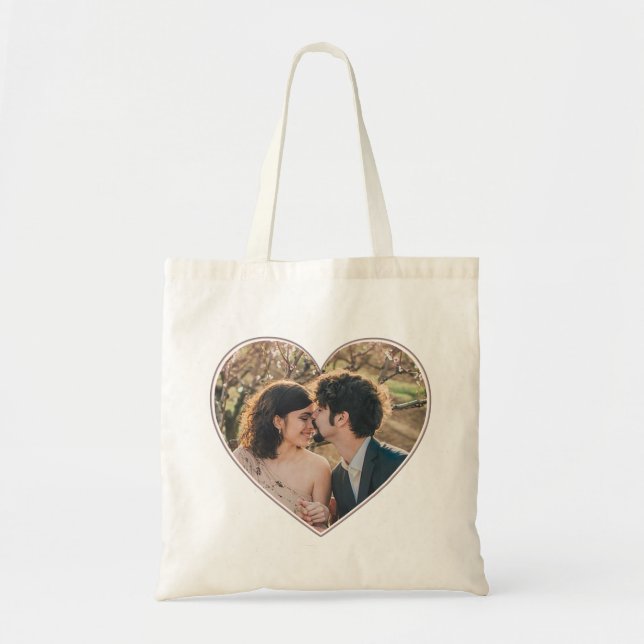 Heart Shaped Photo Valentines or Wedding Custom Tote Bag (Front)
