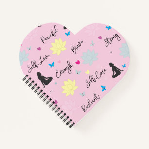 Heart Shaped Pink Lotus Self-Love Affirmations Notebook