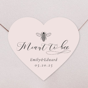 Heart Shaped Pink Meant to Bee Wedding Heart Sticker