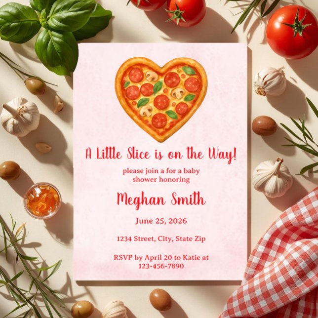 Heart Shaped Pizza Baby Shower Invitation (Creator Uploaded)