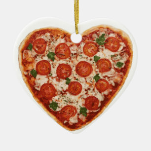 heart shaped pizza ceramic tree decoration