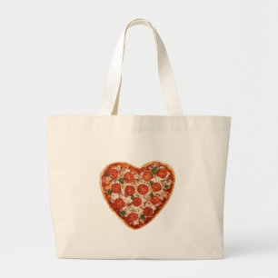 heart shaped pizza large tote bag