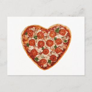 heart shaped pizza postcard