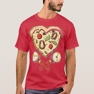 Heart Shaped Pizza Slice with Cutters T-Shirt