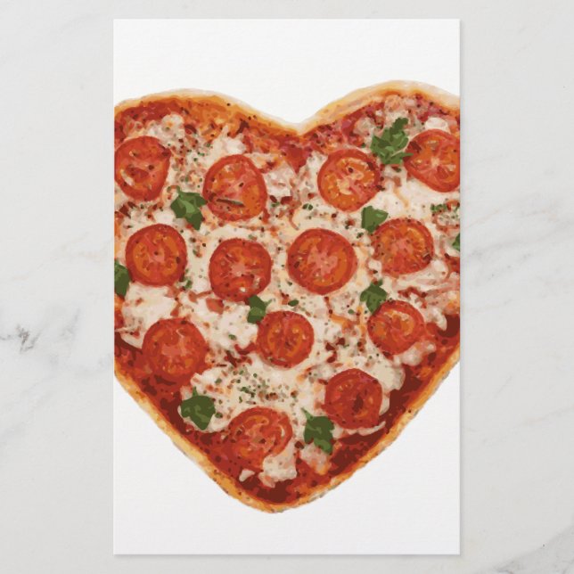 heart shaped pizza stationery (Front)