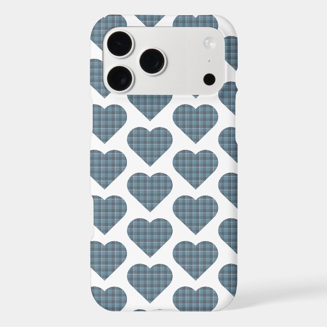 Heart Shaped Plaid Blue Gray iPhone Slim Case (Back)