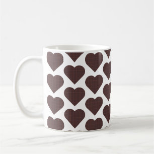 Heart Shaped Plaid Brown Blue Coffee Mug