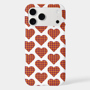 Heart Shaped Plaid Orange Burgundy iPhone Case