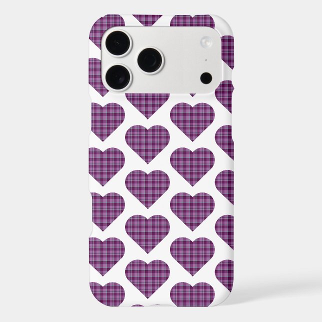 Heart Shaped Plaid Purple Pink iPhone Slim Case (Back)