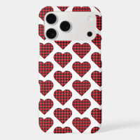 Heart Shaped Plaid Red Black Buffalo iPhone Case