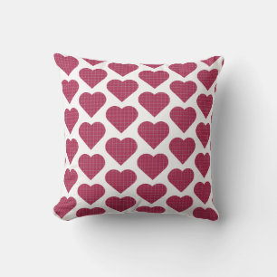 Heart Shaped Plaid Red Pink Cushion