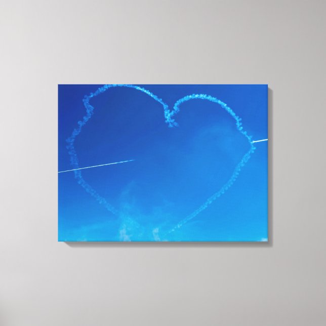 Heart-shaped plane trails view canvas print (Front)