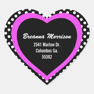Heart Shaped Polka-dot Address Stickers