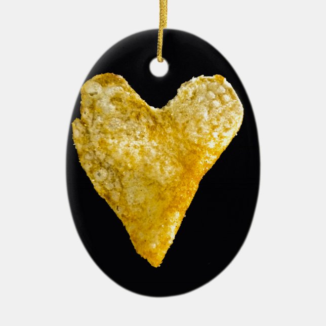 Heart Shaped Potato Chip Ceramic Tree Decoration (Front)