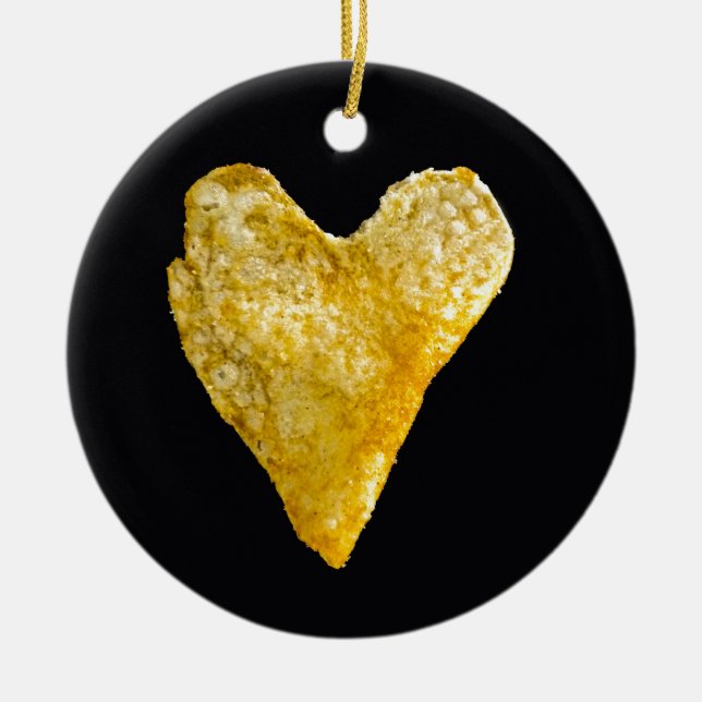 Heart Shaped Potato Chip Ceramic Tree Decoration (Front)